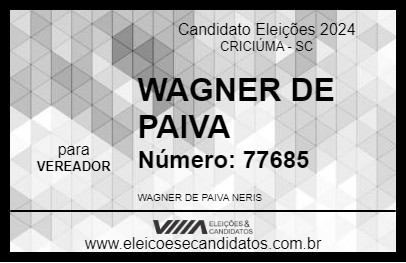 Candidato WAGNER DE PAIVA 2024 - CRICIÚMA - Eleições