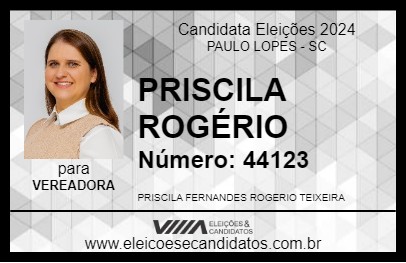 Candidato PRISCILA ROGÉRIO 2024 - PAULO LOPES - Eleições