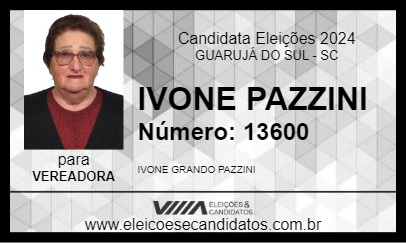 Candidato IVONE  PAZZINI 2024 - GUARUJÁ DO SUL - Eleições