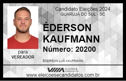 Candidato ÉDERSON KAUFMANN 2024 - GUARUJÁ DO SUL - Eleições