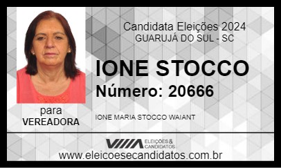 Candidato IONE STOCCO 2024 - GUARUJÁ DO SUL - Eleições