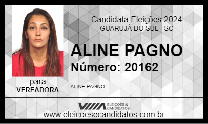 Candidato ALINE PAGNO 2024 - GUARUJÁ DO SUL - Eleições