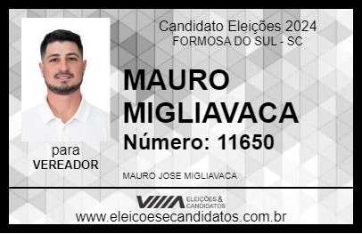 Candidato MAURO MIGLIAVACA 2024 - FORMOSA DO SUL - Eleições