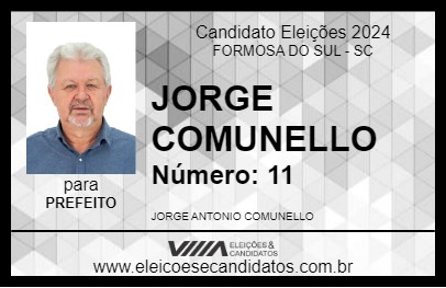 Candidato JORGE COMUNELLO 2024 - FORMOSA DO SUL - Eleições