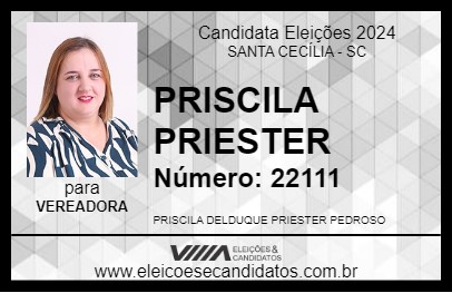 Candidato PRISCILA PRIESTER 2024 - SANTA CECÍLIA - Eleições