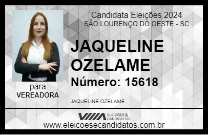 Candidato JAQUELINE OZELAME 2024 - SÃO LOURENÇO DO OESTE - Eleições