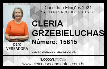 Candidato CLERIA GRZEBIELUCHAS 2024 - SÃO LOURENÇO DO OESTE - Eleições