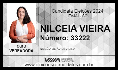 Candidato NILCEIA VIEIRA 2024 - ITAJAÍ - Eleições