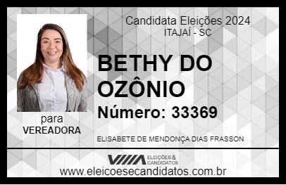 Candidato BETHY DO OZÔNIO 2024 - ITAJAÍ - Eleições