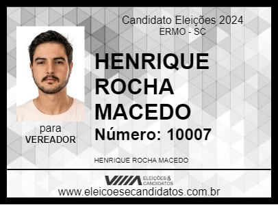 Candidato HENRIQUE ROCHA MACEDO 2024 - ERMO - Eleições