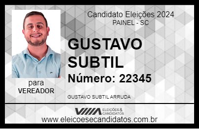 Candidato GUSTAVO SUBTIL 2024 - PAINEL - Eleições