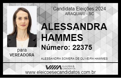 Candidato ALESSANDRA HAMMES 2024 - ARAQUARI - Eleições