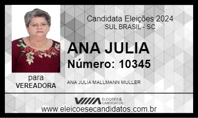 Candidato ANA JULIA 2024 - SUL BRASIL - Eleições