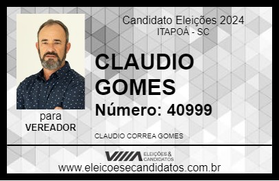 Candidato CLAUDIO GOMES 2024 - ITAPOÁ - Eleições