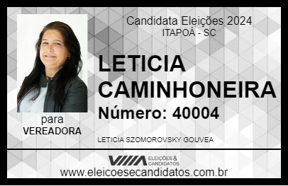 Candidato LETICIA CAMINHONEIRA 2024 - ITAPOÁ - Eleições