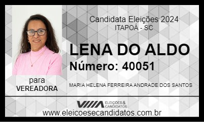 Candidato LENA DO ALDO 2024 - ITAPOÁ - Eleições