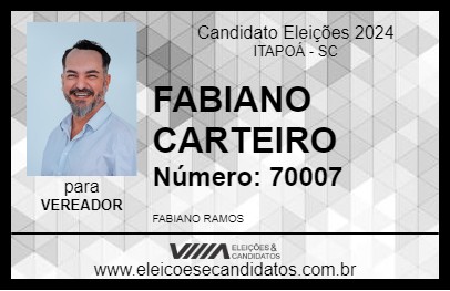 Candidato FABIANO CARTEIRO 2024 - ITAPOÁ - Eleições