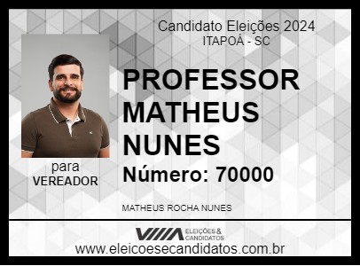 Candidato PROFESSOR MATHEUS NUNES 2024 - ITAPOÁ - Eleições