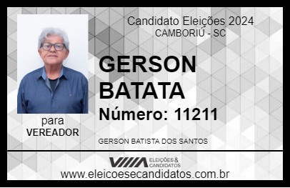 Candidato GERSON BATATA 2024 - CAMBORIÚ - Eleições