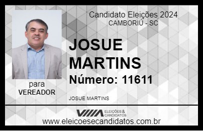 Candidato JOSUE MARTINS 2024 - CAMBORIÚ - Eleições