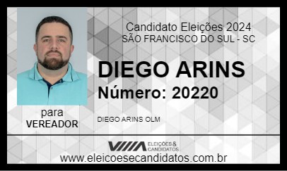 Candidato DIEGO ARINS 2024 - SÃO FRANCISCO DO SUL - Eleições