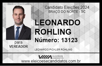 Candidato LEONARDO ROHLING 2024 - BRAÇO DO NORTE - Eleições