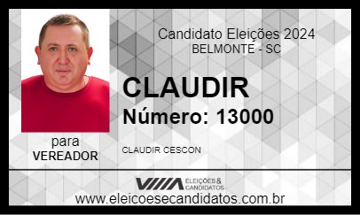 Candidato CLAUDIR 2024 - BELMONTE - Eleições