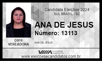 Candidato ANA DE JESUS 2024 - SUL BRASIL - Eleições