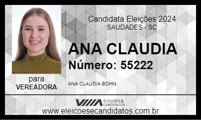 Candidato ANA CLAUDIA 2024 - SAUDADES - Eleições