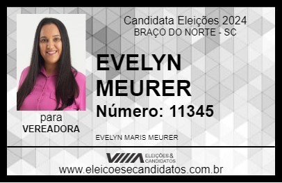 Candidato EVELYN MEURER 2024 - BRAÇO DO NORTE - Eleições