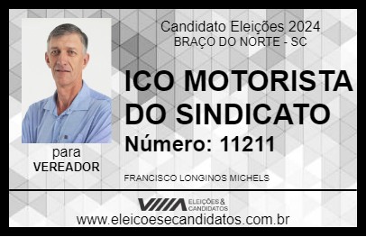 Candidato ICO MOTORISTA DO SINDICATO 2024 - BRAÇO DO NORTE - Eleições