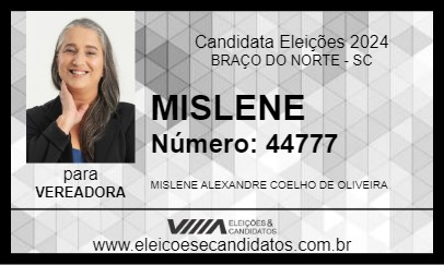 Candidato MISLENE 2024 - BRAÇO DO NORTE - Eleições