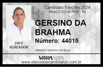 Candidato GERSINO DA BRAHMA 2024 - BRAÇO DO NORTE - Eleições