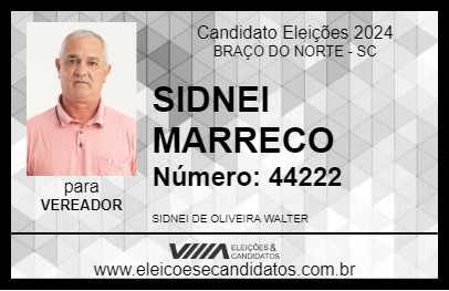 Candidato SIDNEI MARRECO 2024 - BRAÇO DO NORTE - Eleições