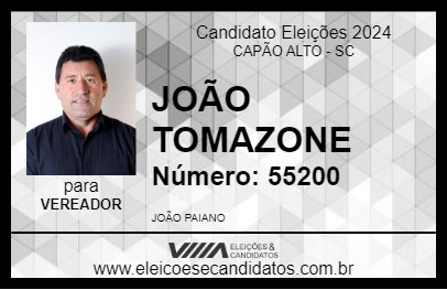 Candidato JOÃO TOMAZONE 2024 - CAPÃO ALTO - Eleições