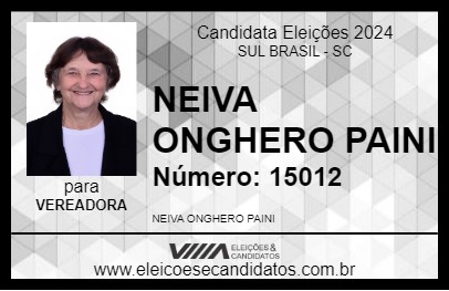 Candidato NEIVA ONGHERO PAINI 2024 - SUL BRASIL - Eleições