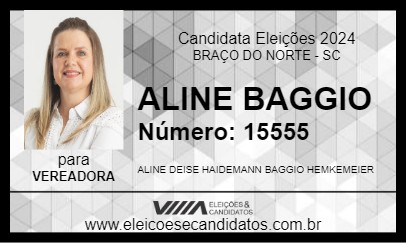 Candidato ALINE BAGGIO 2024 - BRAÇO DO NORTE - Eleições