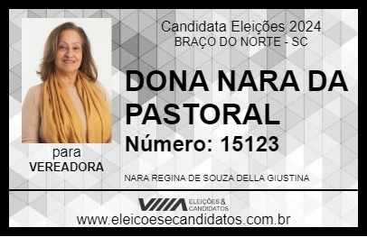 Candidato DONA NARA DA PASTORAL 2024 - BRAÇO DO NORTE - Eleições