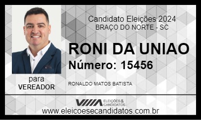 Candidato RONI DA UNIAO 2024 - BRAÇO DO NORTE - Eleições