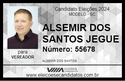 Candidato ALSEMIR DOS SANTOS JEGUE 2024 - MODELO - Eleições