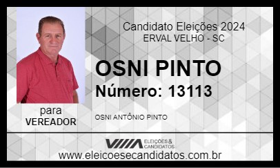 Candidato OSNI PINTO 2024 - ERVAL VELHO - Eleições