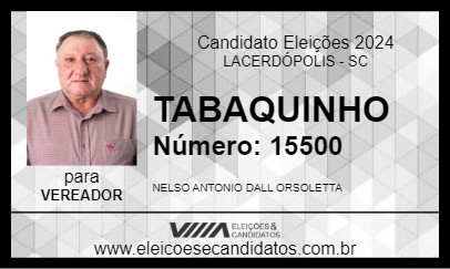 Candidato TABAQUINHO 2024 - LACERDÓPOLIS - Eleições