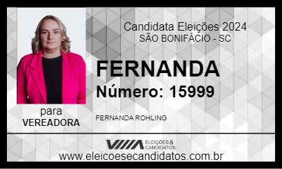 Candidato FERNANDA 2024 - SÃO BONIFÁCIO - Eleições