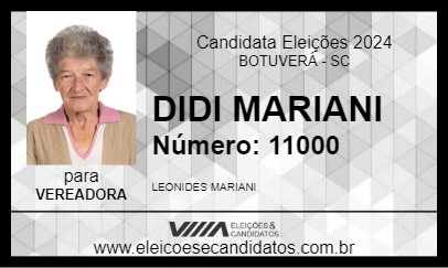 Candidato DIDI MARIANI 2024 - BOTUVERÁ - Eleições