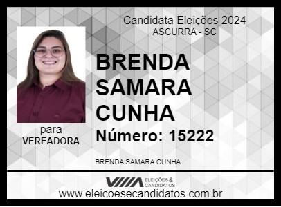 Candidato BRENDA SAMARA CUNHA 2024 - ASCURRA - Eleições