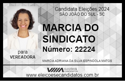 Candidato MARCIA DO SINDICATO 2024 - SÃO JOÃO DO SUL - Eleições