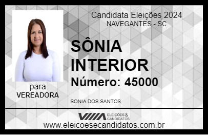 Candidato SÔNIA INTERIOR 2024 - NAVEGANTES - Eleições