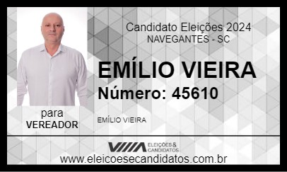 Candidato EMÍLIO VIEIRA 2024 - NAVEGANTES - Eleições