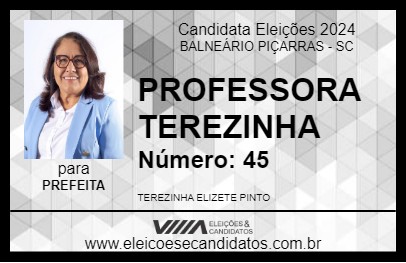 Candidato PROFESSORA TEREZINHA 2024 - BALNEÁRIO PIÇARRAS - Eleições