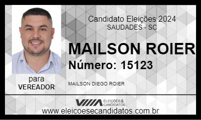 Candidato MAILSON ROIER 2024 - SAUDADES - Eleições